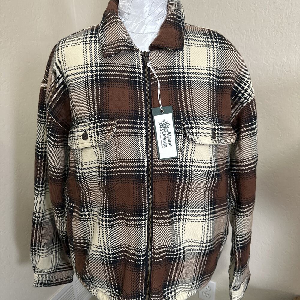 Alpine Design Shirt Jacket Shacket Women's Size Large Sherpa Lined Full Zip NEW‎